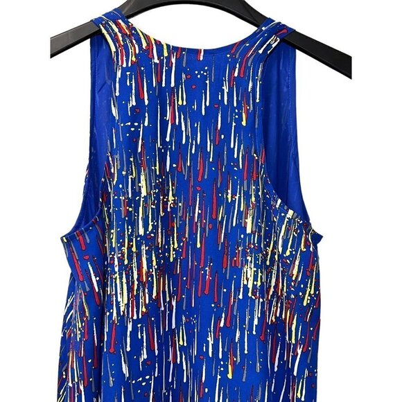 Sincerely Mary Sharkbite Hem‎ Sleeveless A-Line Dress Blue Paint Splash Size M/L - Picture 8 of 12
